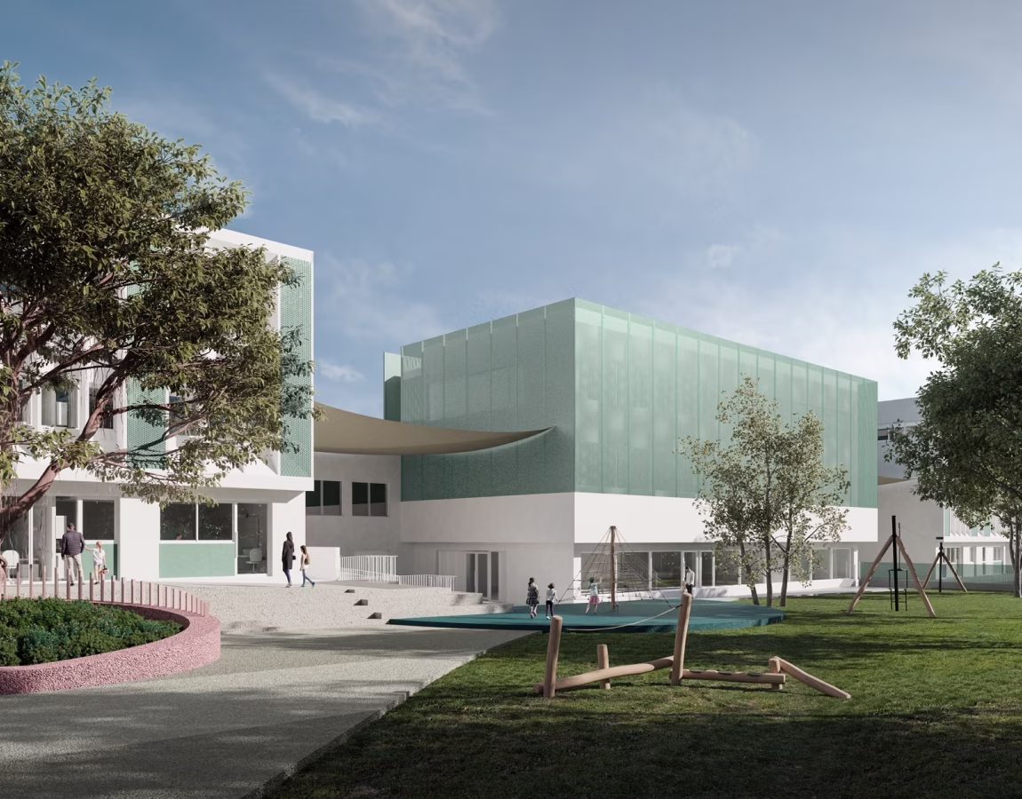 Render architettonico dell'Accademia Ebraica dell'Eccellenza